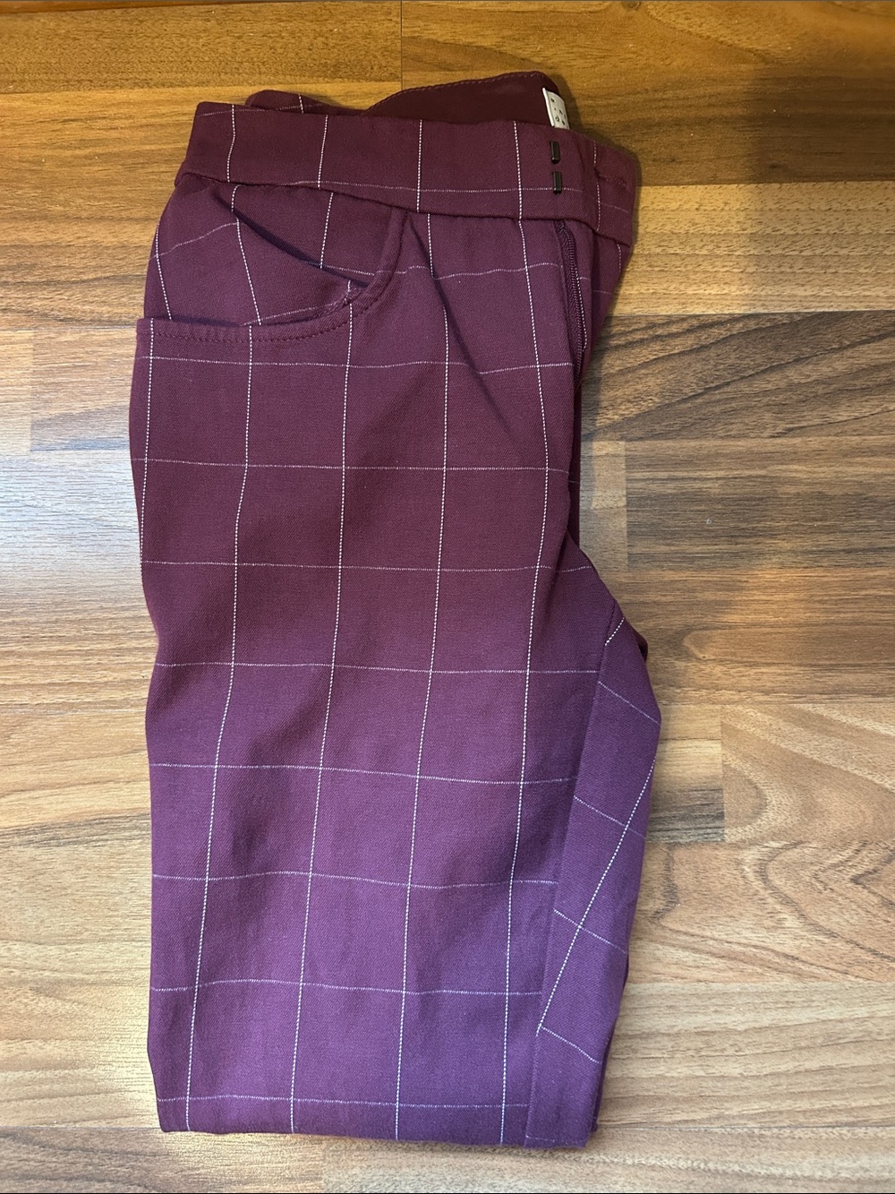 Women’s Windowpane Dress Pants in Burgundy
